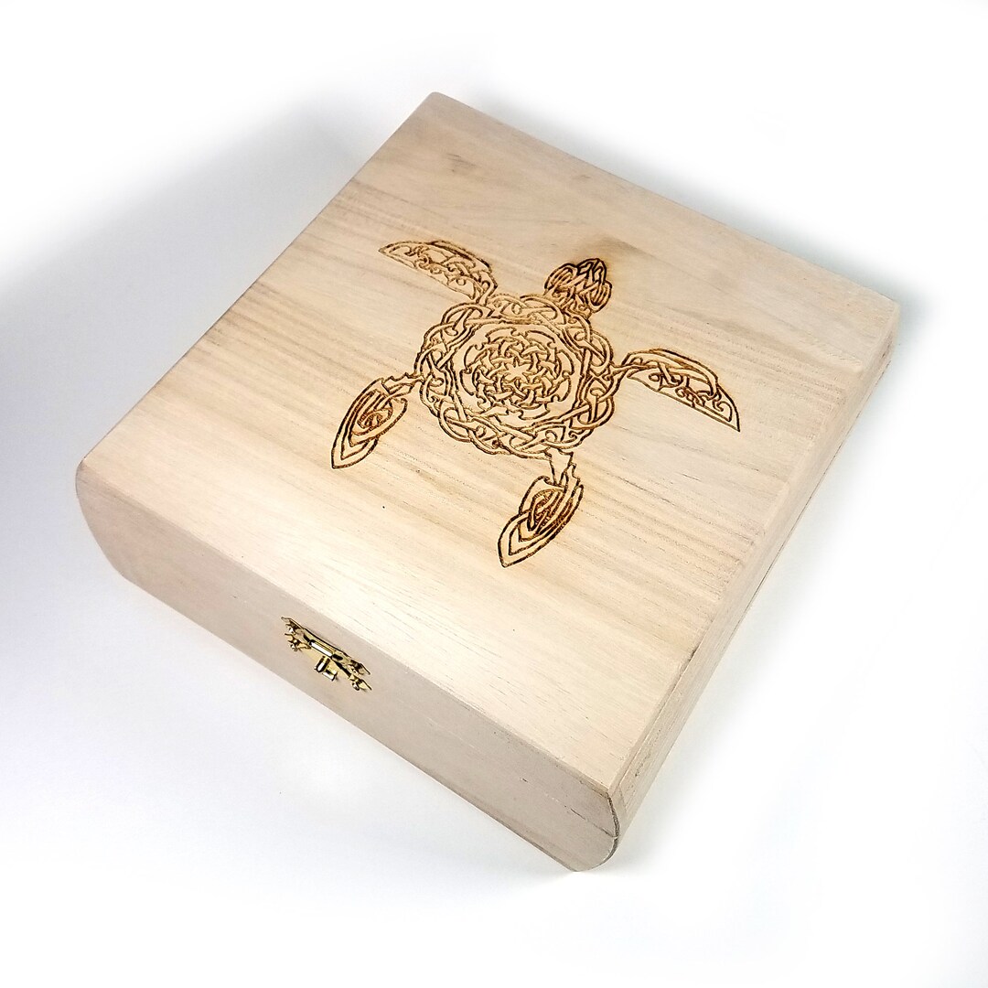 Celtic Sea Turtle Wooden Box: 7.5