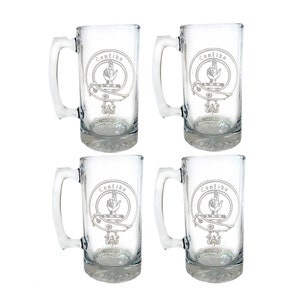Clan Boyd Scottish Crest Stein Set of 4: Free Shipping & Personalized Engraving