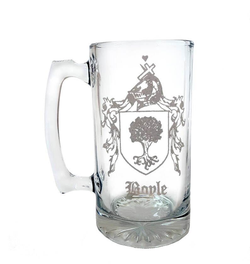 personalized beer stein with family crest