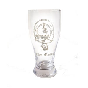 MacKay Scottish Clan Crest Pint Glass - Free Personalized Engraving, Family Crest, Pub Glass, Beer Glass, Custom Beer Glass