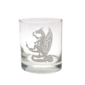 Celtic Dragon Engraved Whiskey Glass, 10oz - Engraved Personalization, Fantasy Glassware