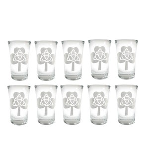 Trinity Clover Shot Glass Set of 10- Free Personalized Engraving, Irish Shamrock