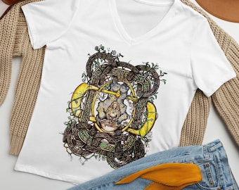 Artio Earth Goddess Damen Relaxed Fit T-Shirt mit V-Ausschnitt