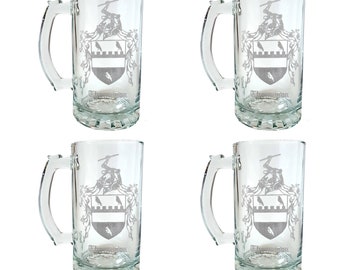 Thompson English Family Herb of Arms 26oz Beer Stein Zestaw 4: Darmowa wysyłka i spersonalizowany grawerunek