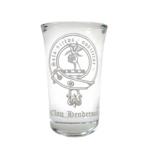 Henderson Scottish Clan Crest Shot Glass 2oz - Free Personalized Engraving