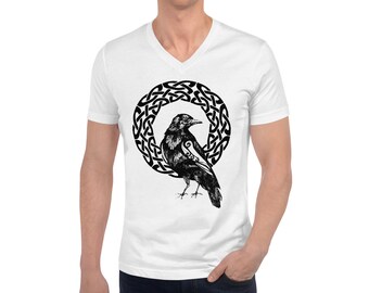 Celtic Raven Unisex Short Sleeve V-Neck T-Shirt