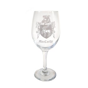 MacCarthy Irish Coat of Arms Clear Wine Glass 18oz - Free Personalized Engraving, Large Wine Glass