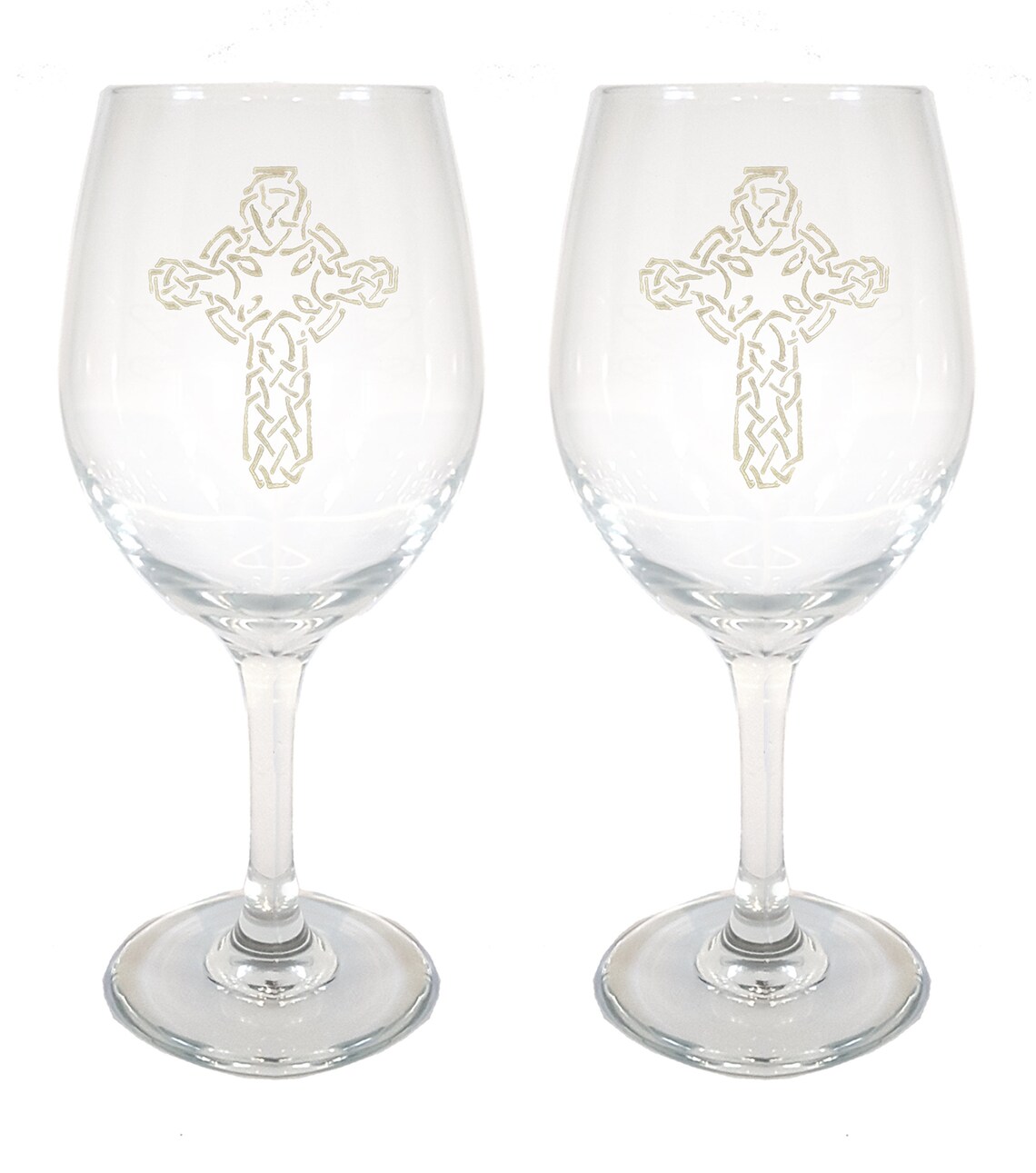 Celtic Cross Clear Wine Glass Free Personalized Engraving 18 Etsy