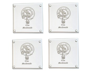 Scottish Clan Crest Glasuntersetzer Set, auf Bestellung gefertigt Scottish Clan Emblem