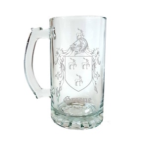Jarra de cerveza de 27 oz con el escudo de armas de la familia irlandesa Greene: envío gratuito y grabado personalizado