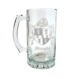 Jarra de cerveza con el escudo de armas irlandés de Murphy: envío gratuito y grabado personalizado
