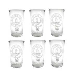 Clan Lamont Scottish Crest Shot Glass 2 oz Set of 6 : Free Shipping & Personalized Engraving