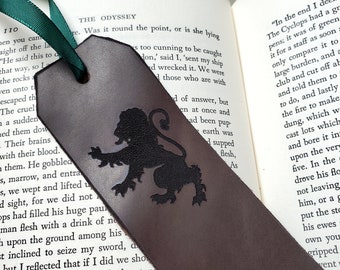 Lion Rampant Personalized Leather Bookmark