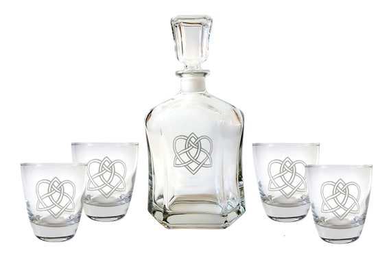 Buy Irish Love Knot Glass Whiskey Decanter Rocks Glass Set Free