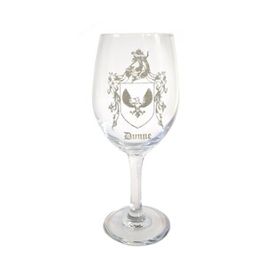 Dunne Family Irish Coat of Arms Clear Wine Glass 18oz - Free Personalized Engraving