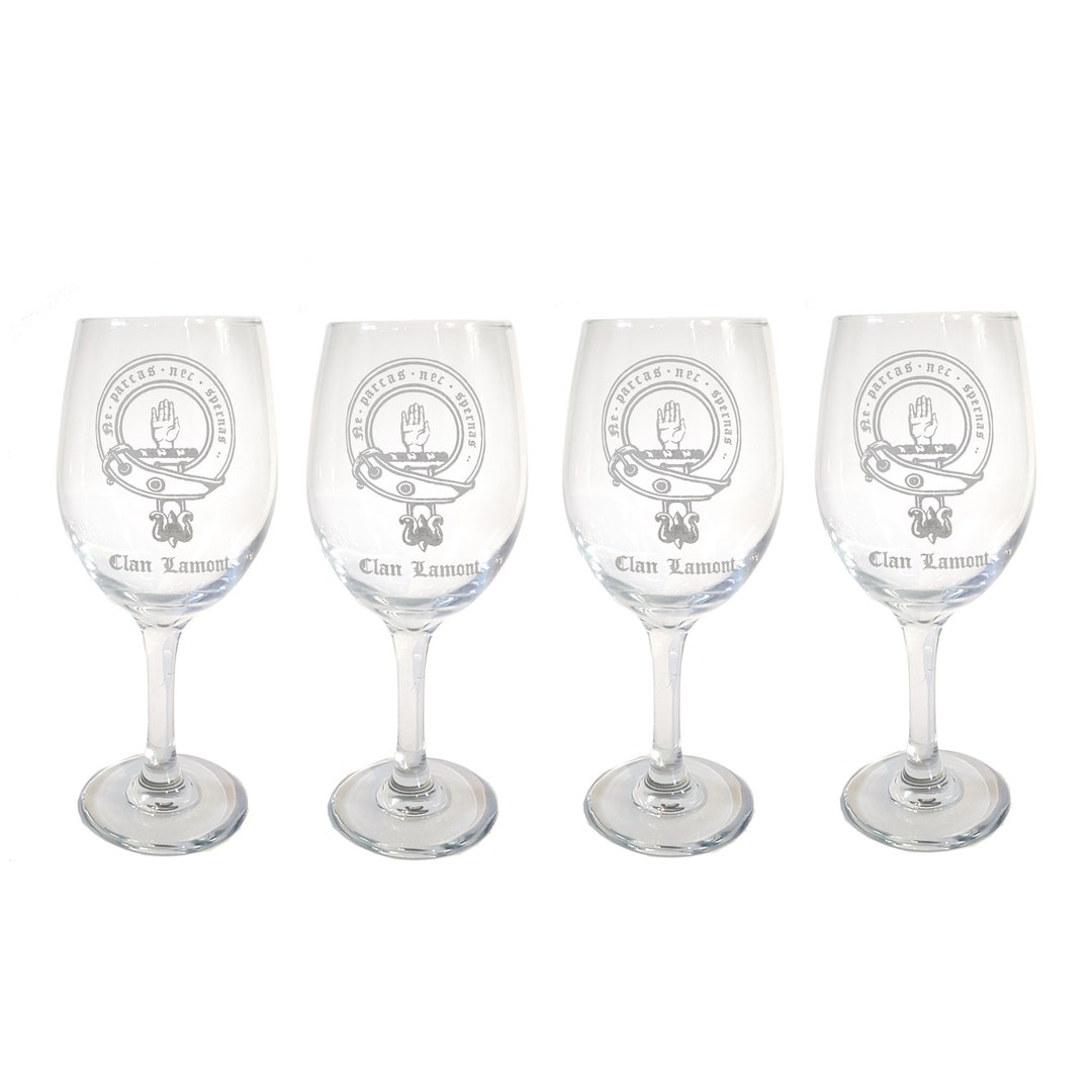 Copas de vino personalizadas con escudo de la familia, juego de 4 unidades  (cresta)