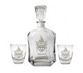 Custom Family Crest Decanter and Rocks Glass Set, Custom Engraved Coat of Arms