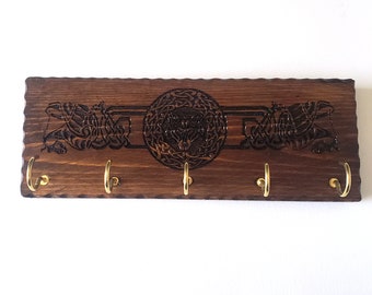 Decoratieve Keltische Wolf-sleutelhanger, houten wandhaakorganizer voor hal