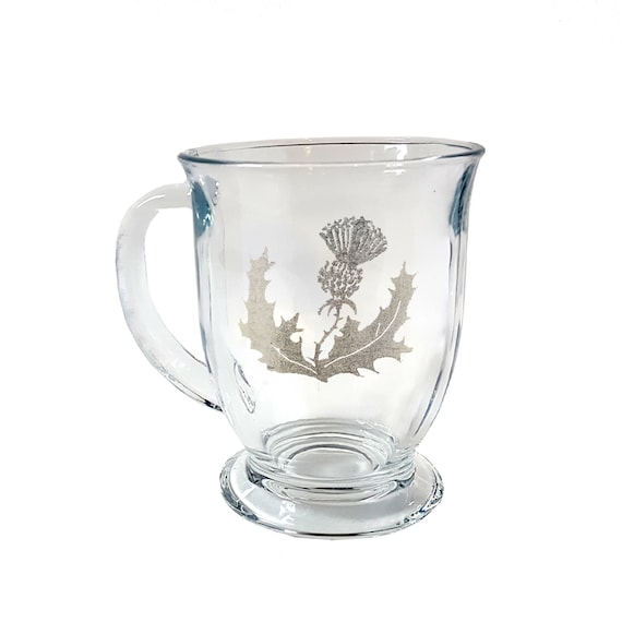 Scottish Thistle Coffee Mug: Free Personalization, 16 Ounce Glass Coffee Cup  - Etsy