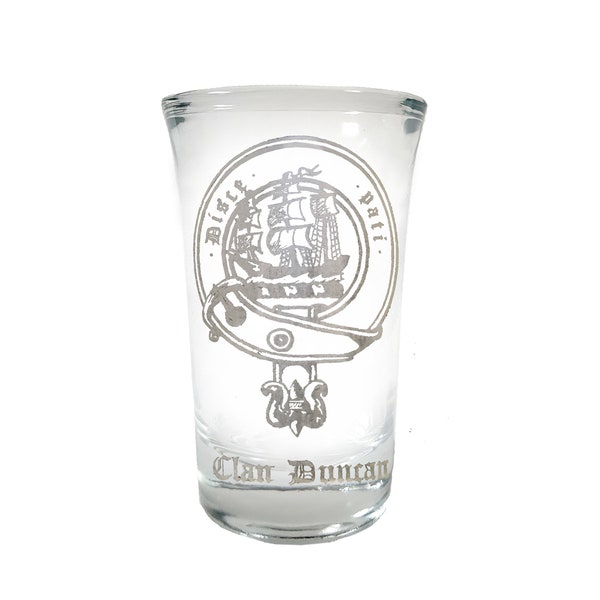 Duncan Scottish Clan Crest Shot Glass 2oz - Free Personalized Engraving