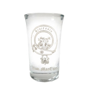 MacEwen Scottish Clan Crest Shot Glass 1.5oz - Free Personalized Engraving, Scottish Wedding Glass