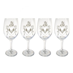 Dunne Family Irish Coat of Arms Clear Wine Glass 18oz Set of 4 - Free Personalized Engraving