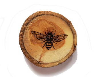 Bienen Holz Rund Magnet, Baumscheibe Dekorative Kühlschrankmagnet Set