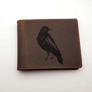 Raven Design leren herenportemonnee, gratis gegraveerde personalisatie, volnerf Italiaanse leren portemonnee