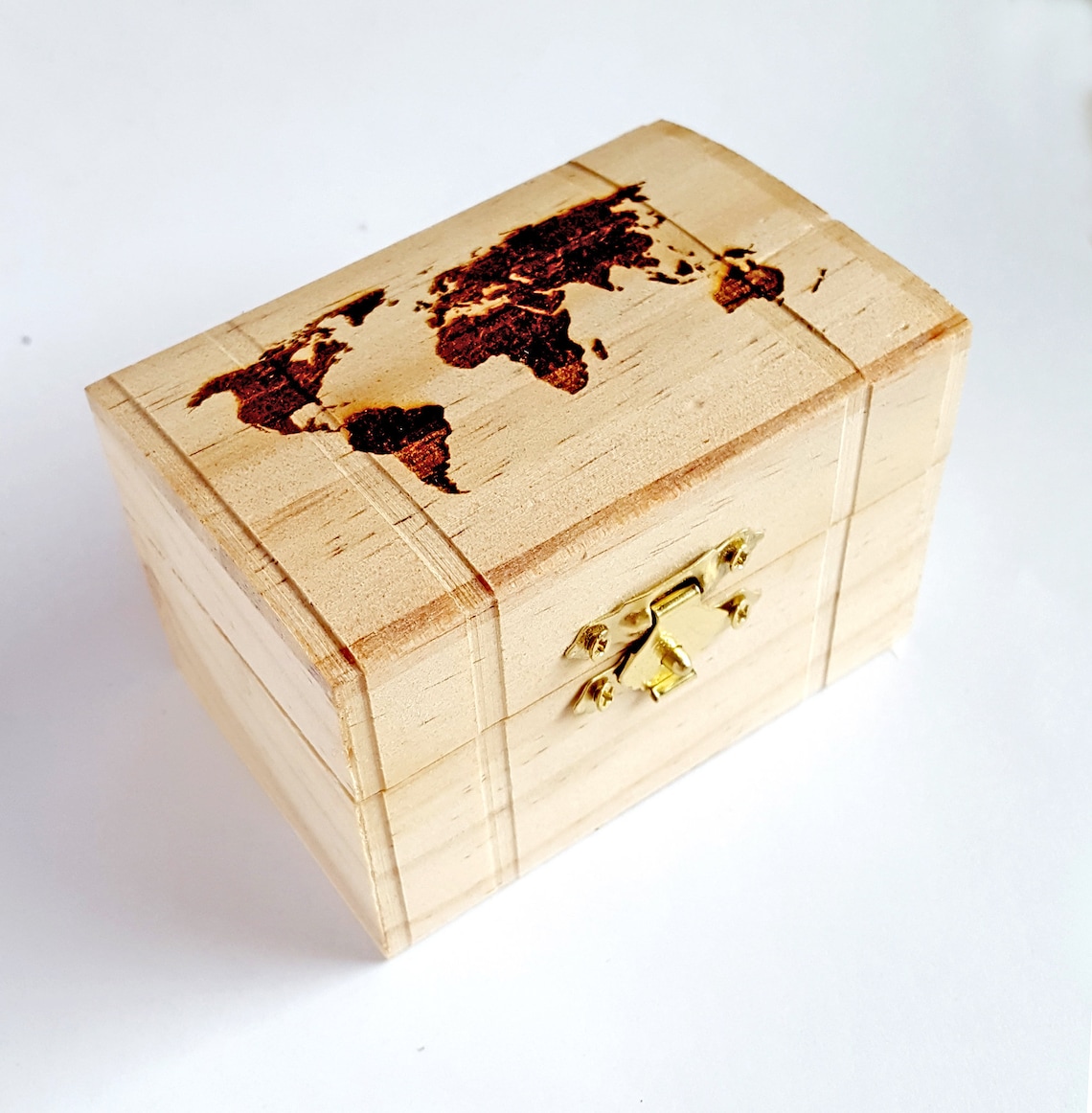 World Map Small Wooden Box Traveling Memento Gift Free - Etsy