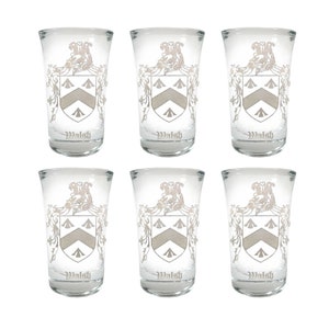 Walsh Irish Family Coat of Arms Shot Glass 1.5 oz Set of 6 - Free Personalized Engraving