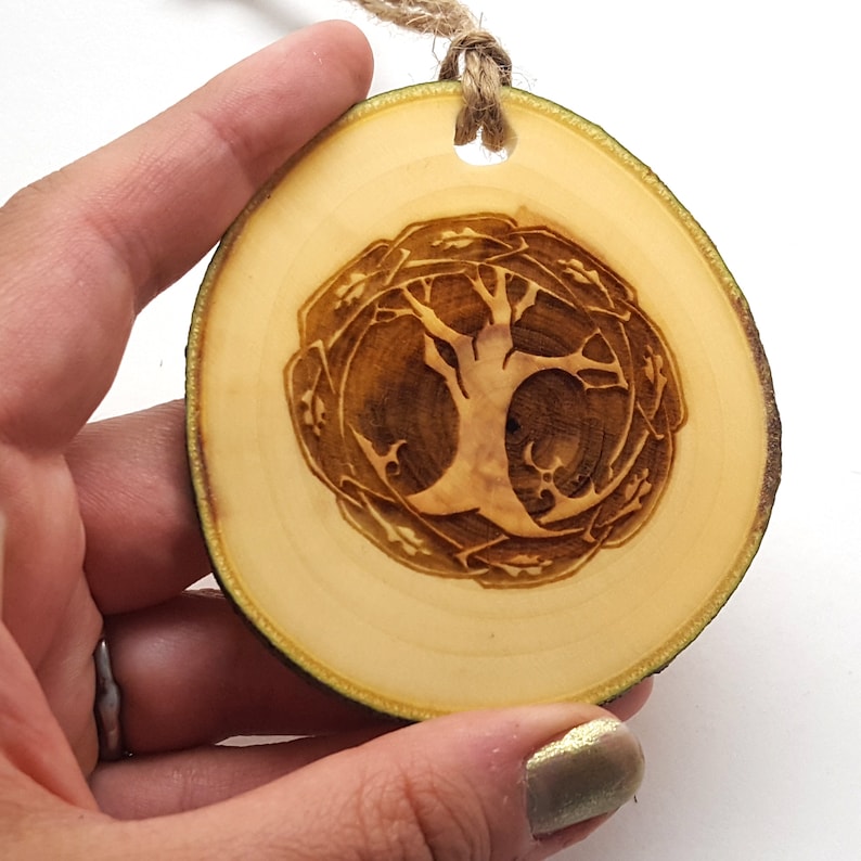 Tree of Life Essential Wooden Ornament Natural Tree Slice Hanging