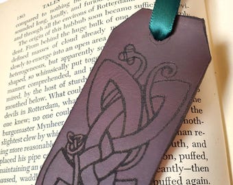 Keltischer Knoten Design Leder Lesezeichen, Einzigartiges Leder Lesezeichen für Buchliebhaber, Irisches Thema Geschenk