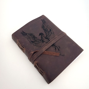 Phoenix Leather Journal, Free Personalization 5&quot; x 7&quot; Blank Buffalo Leather Journal With Choice of Lined or Unlined Paper