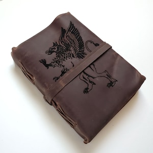 Griffin Leather Journal, Free Personalization 5&quot; x 7&quot; Blank Unlined Paper