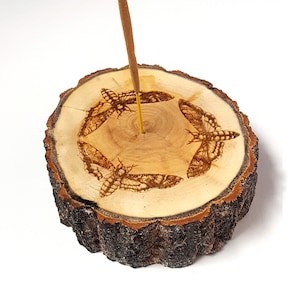 Deaths Head Moth Wooden Incense Holder, Handmade Incense Stick Burner, Witchy Gothic Home Decor