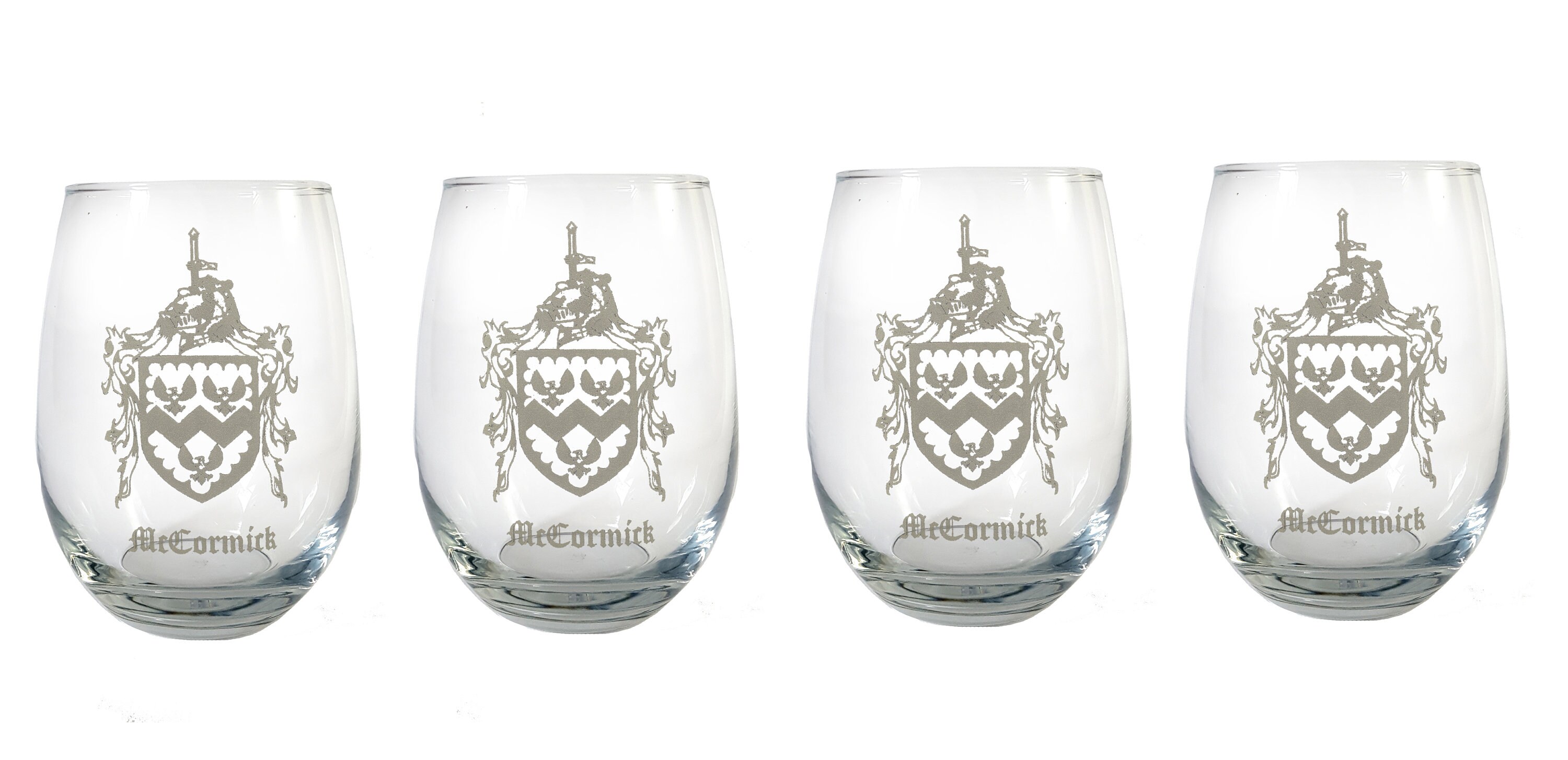 Custom Family Crest Clear Stemless Wine Glass 18 Oz Engraved | Etsy