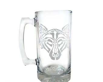 Keltischer Wolf 700 ml Stein - Gravur Personalisierung, maßgeschneidertes Geschenk für Wolf-Liebhaber