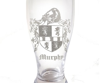 Murphy Irish Coat of Arms Pint Glass - Free Personalized Engraving