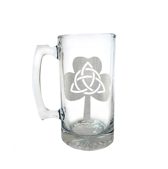 Trinity Clover Stein, Free Personalized Engraving, Shamrock Mug, Irish Shamrock Beer Mug