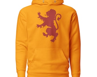 Red Lion Unisex Hoodie, Lion Rampant of Scotland Hooded Sweatshirt