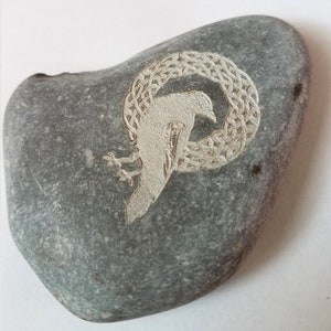 Celtic Raven Worry Stone, Engraved Palm Stone, Custom Personalization