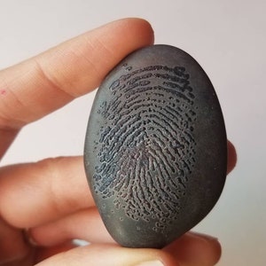 Custom Made Fingerprint Worry Stone, Free Engraved Personalization, Palm Stone Bereavement Gift