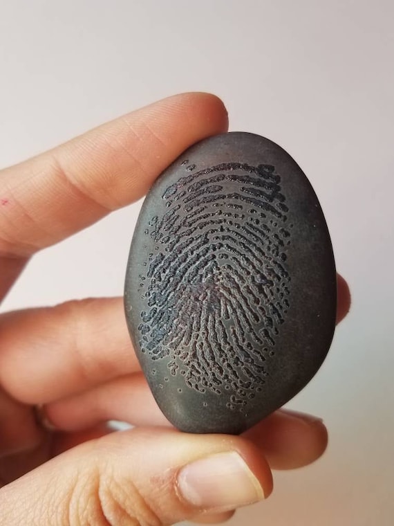 Custom Made Fingerprint Worry Stone, Free Engraved Personalization
