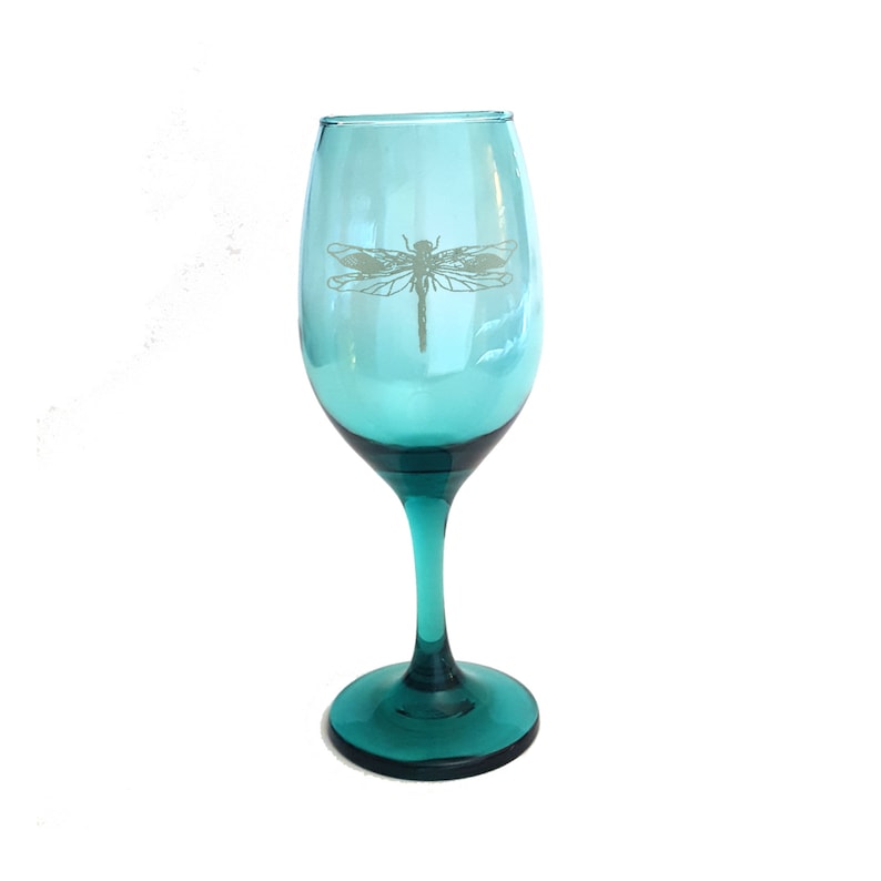 Celtic Dragon Teal Wine Glass 12oz Free Personalized Engraving 