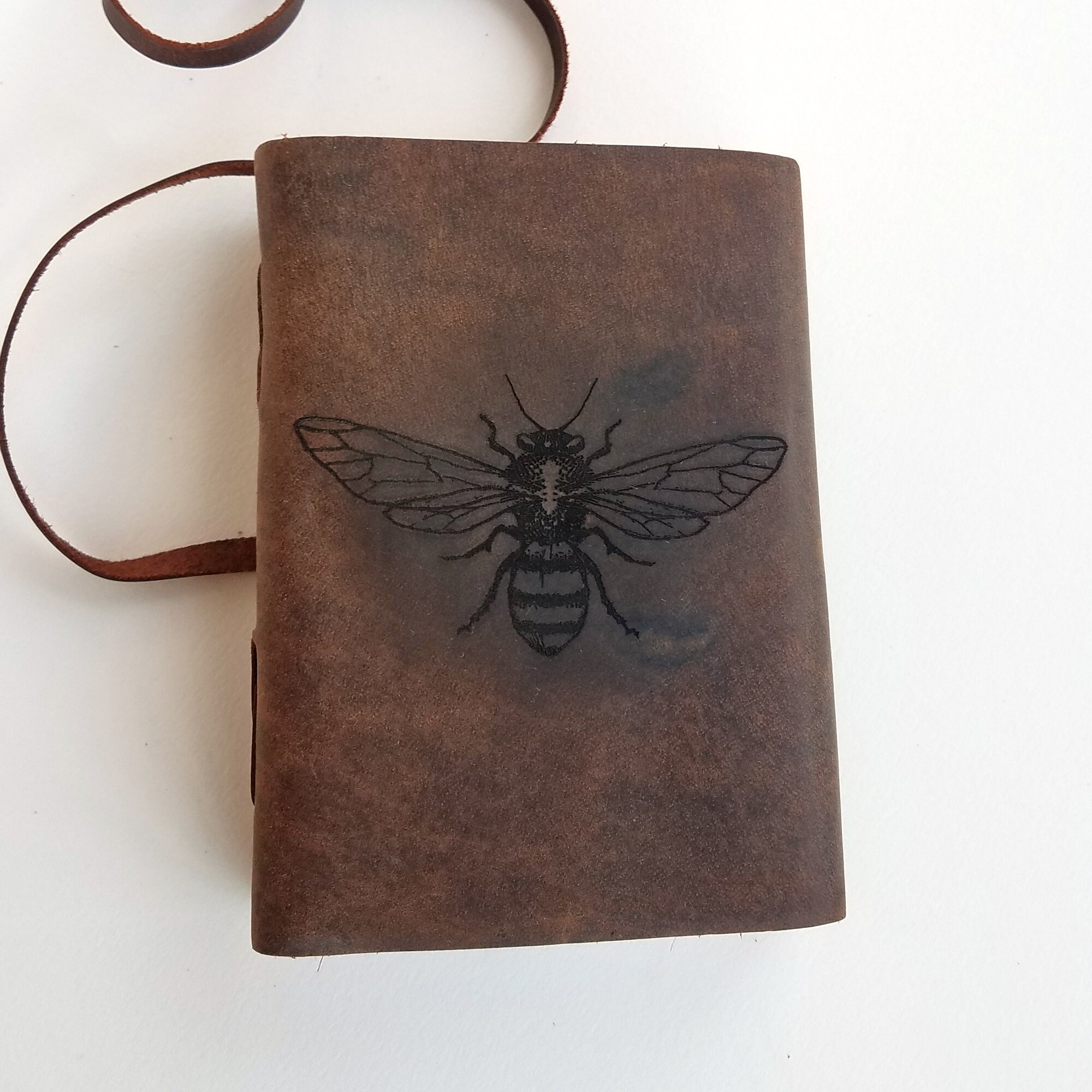 Honey Bee Leather Journal Free Personalization 5 x Etsy