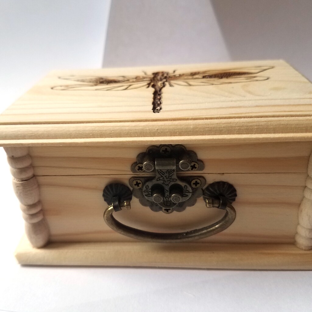 KFXHANGD Scatola Decorativa In Legno Vintage Con Libellula E Fiore - Portagioie O Portaoggetti Per Scrivania, Casa, Ufficio