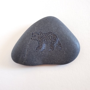 Grizzly Bear Worry Stone, Free personalized engraving, Meditation Stone, Garden Art,