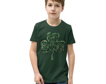 Celtic Shamrock Youth Short Sleeve T-Shirt, Kids  St Patrick's Day Clover Shirt