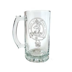 Clan Crawford Scottish Crest Stein 16oz - Free Shipping & Personalized Engraving