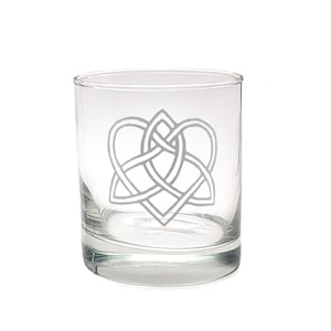Celtic Heart Knot Personalized Whiskey Glass, 10oz - Free Engraved Personalization, Romantic Celtic Theme Gift